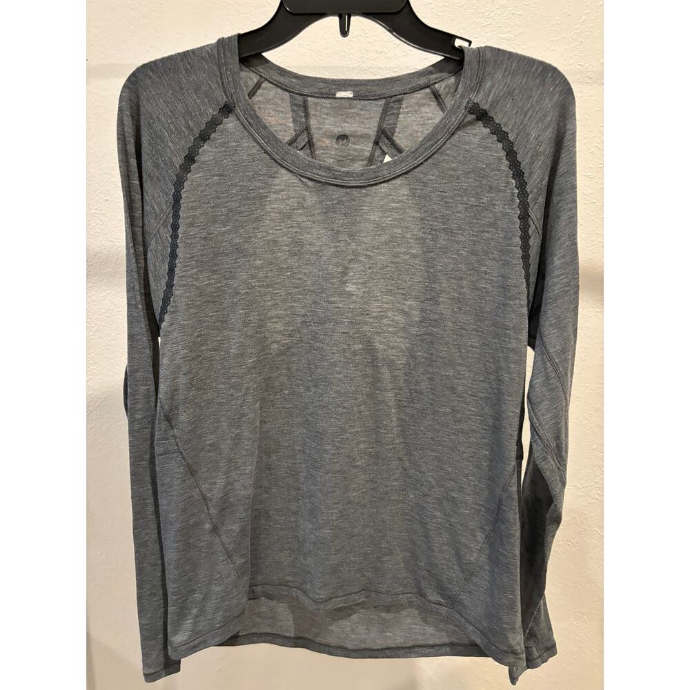 Lululemon Womens Criss Cross Back Long Sleeve Shirt Open Back Gray Sz 6
